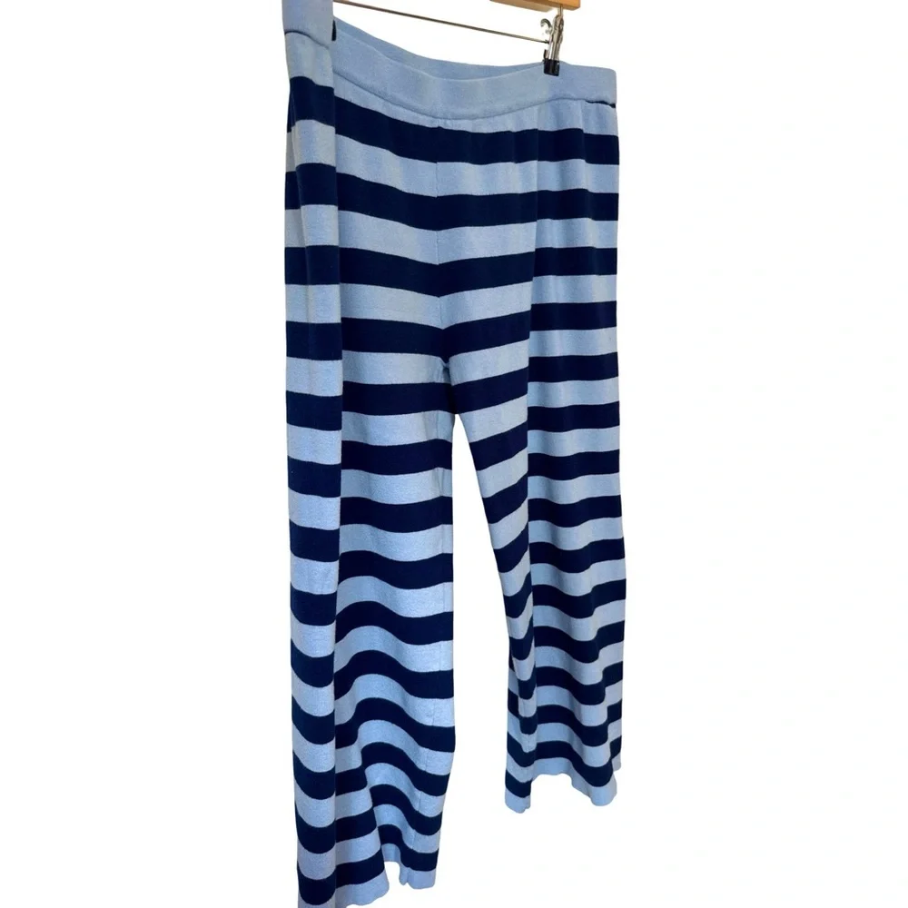 BOHME Joey Striped Wide Leg Pants in Navy Size XL Worn Once - Picture 8 of 9